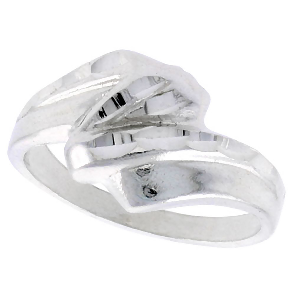 STERLING SILVER FREEFORM RING POLISHED FINISH 3/8 INCH WIDE, SIZES 6 - 9,