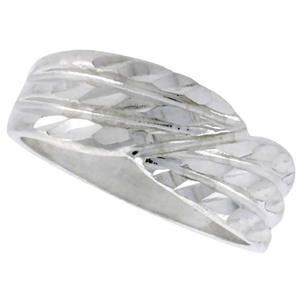 STERLING SILVER FREEFORM RING POLISHED FINISH 1/4 INCH WIDE, SIZES 6 - 9