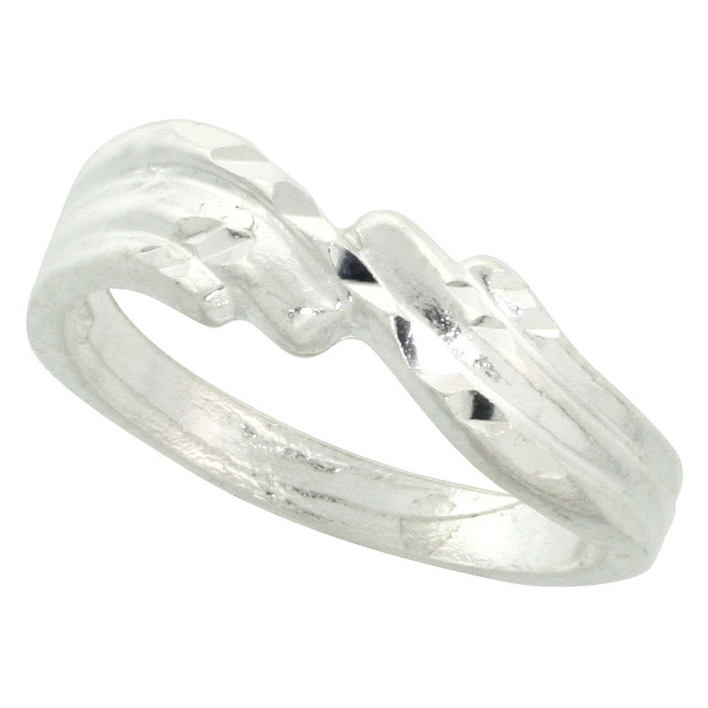 STERLING SILVER FREEFORM RING POLISHED FINISH 3/16 INCH WIDE, SIZES 6 - 9