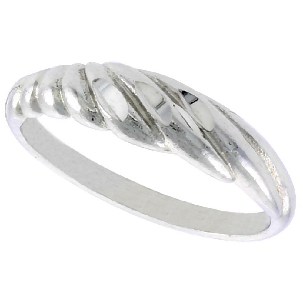 STERLING SILVER FREEFORM RING POLISHED FINISH 3/16 INCH WIDE, SIZES 6 - 9