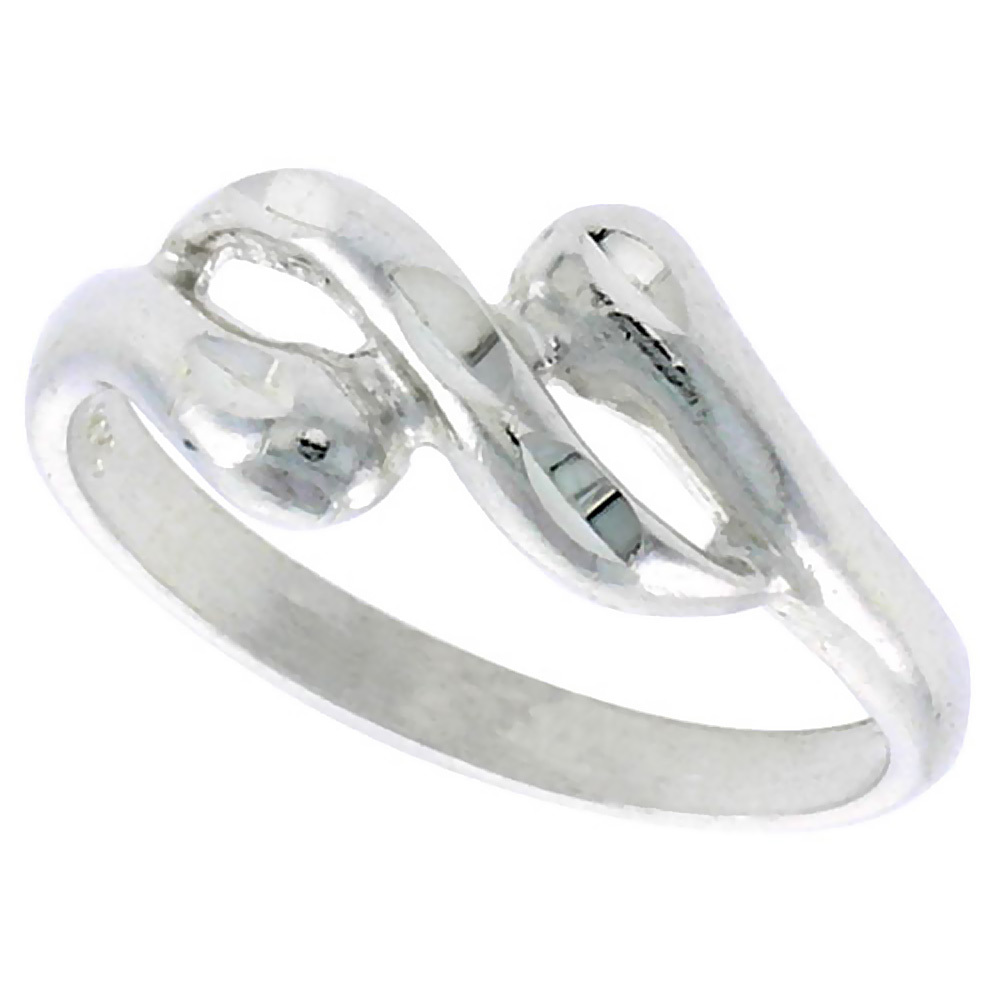 STERLING SILVER FREEFORM RING POLISHED FINISH 1/4 INCH WIDE, SIZES 6 - 9
