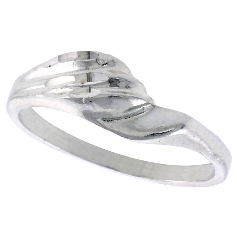 STERLING SILVER FREEFORM RING POLISHED FINISH 1/4 INCH WIDE, SIZES 6 - 9