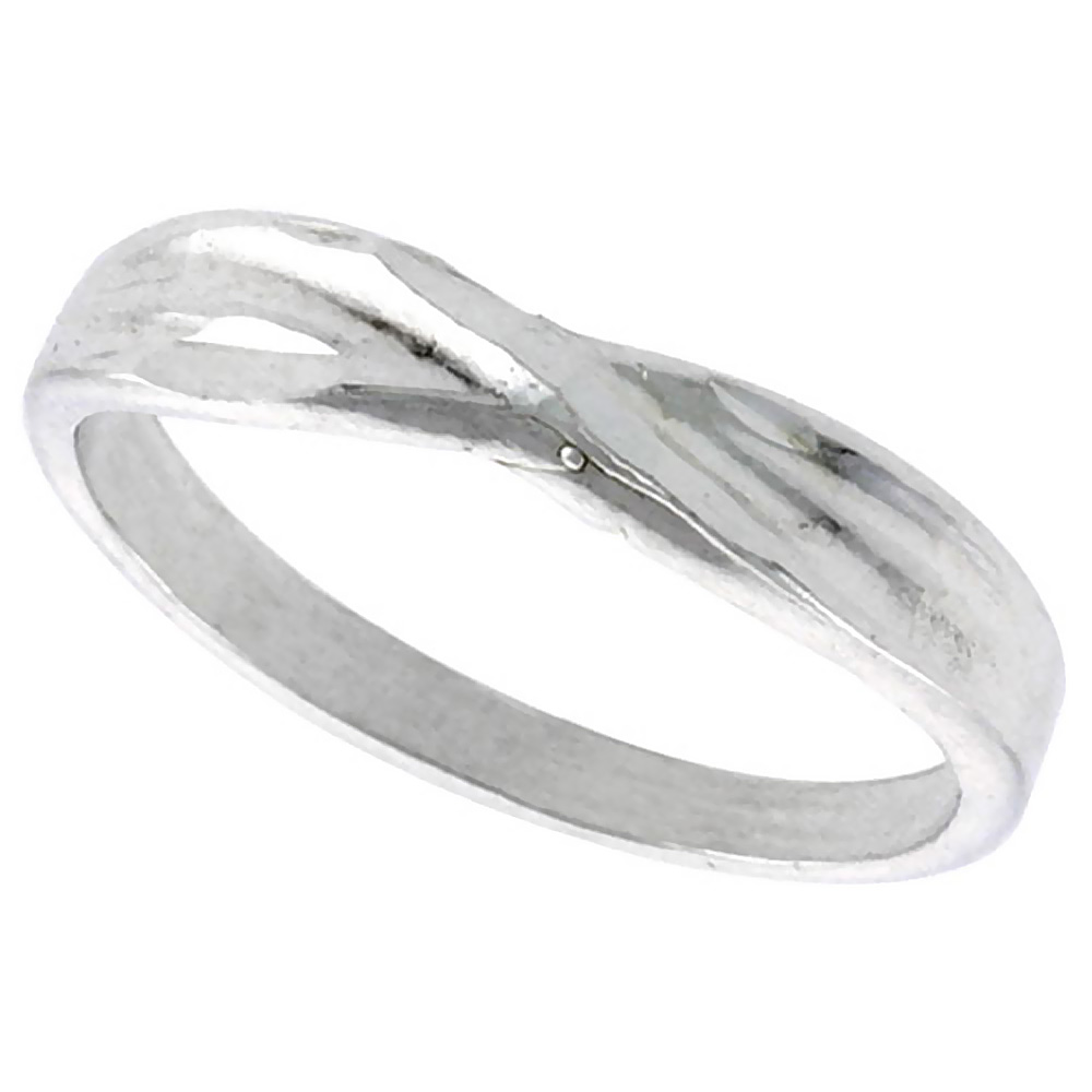 STERLING SILVER FREEFORM RING POLISHED FINISH 3/16 INCH WIDE, SIZES 6 - 9