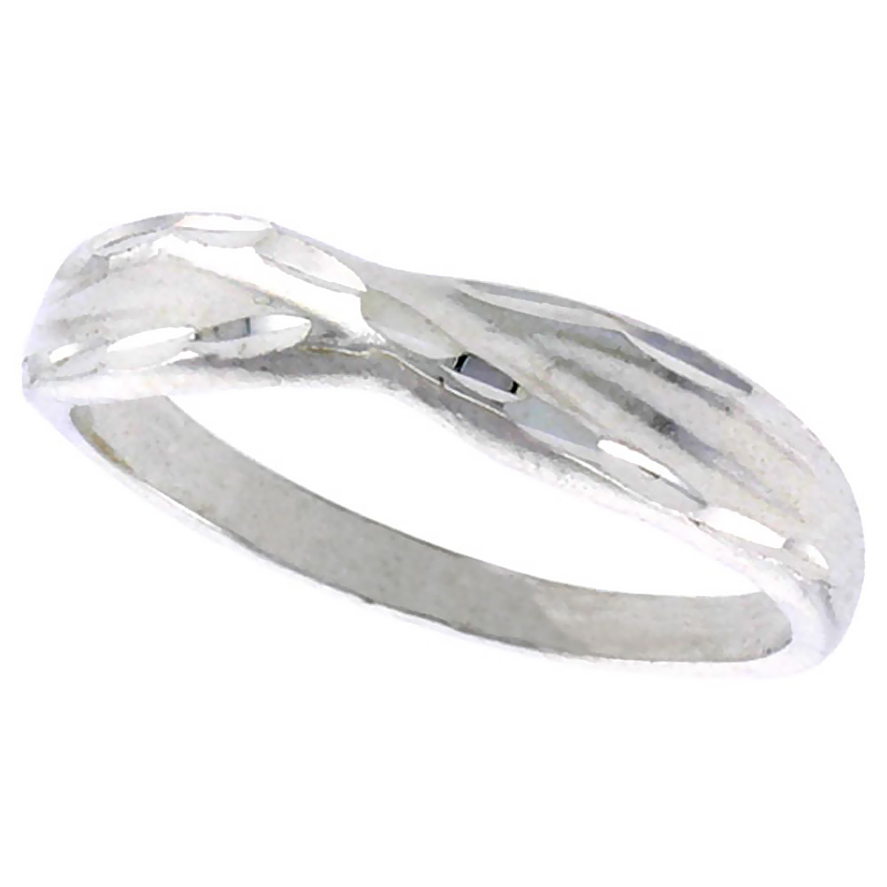 STERLING SILVER FREEFORM RING POLISHED FINISH 3/16 INCH WIDE, SIZES 6 - 9