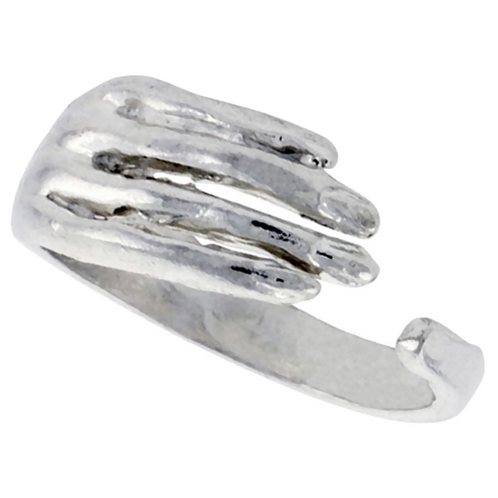 STERLING SILVER FREEFORM RING POLISHED FINISH 1/4 INCH WIDE, SIZES 6 - 9