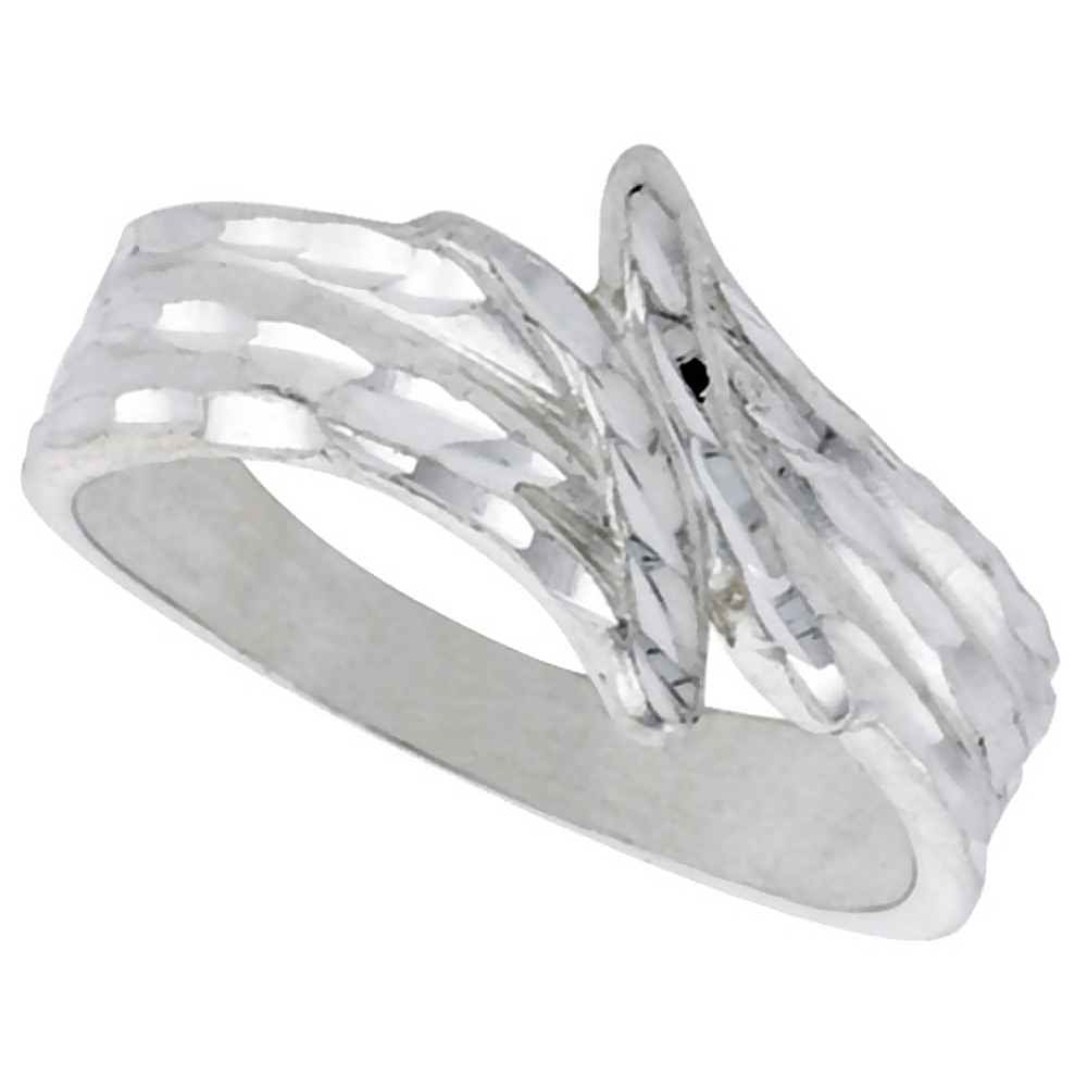 STERLING SILVER FREEFORM RING POLISHED FINISH 3/8 INCH WIDE, SIZES 6 - 9,