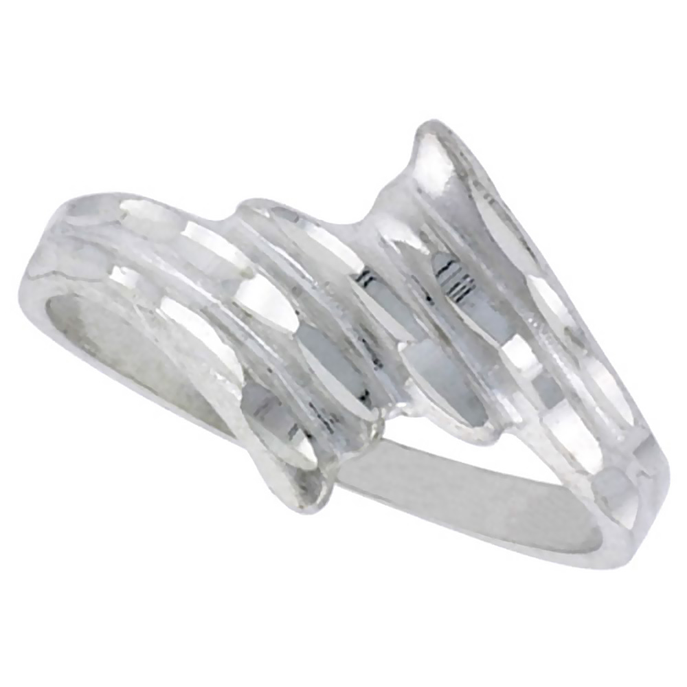 STERLING SILVER FREEFORM RING POLISHED FINISH 1/2 INCH WIDE, SIZES 6 - 9