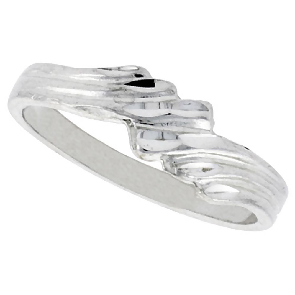 STERLING SILVER FREEFORM RING POLISHED FINISH 3/16 INCH WIDE, SIZES 6 - 9
