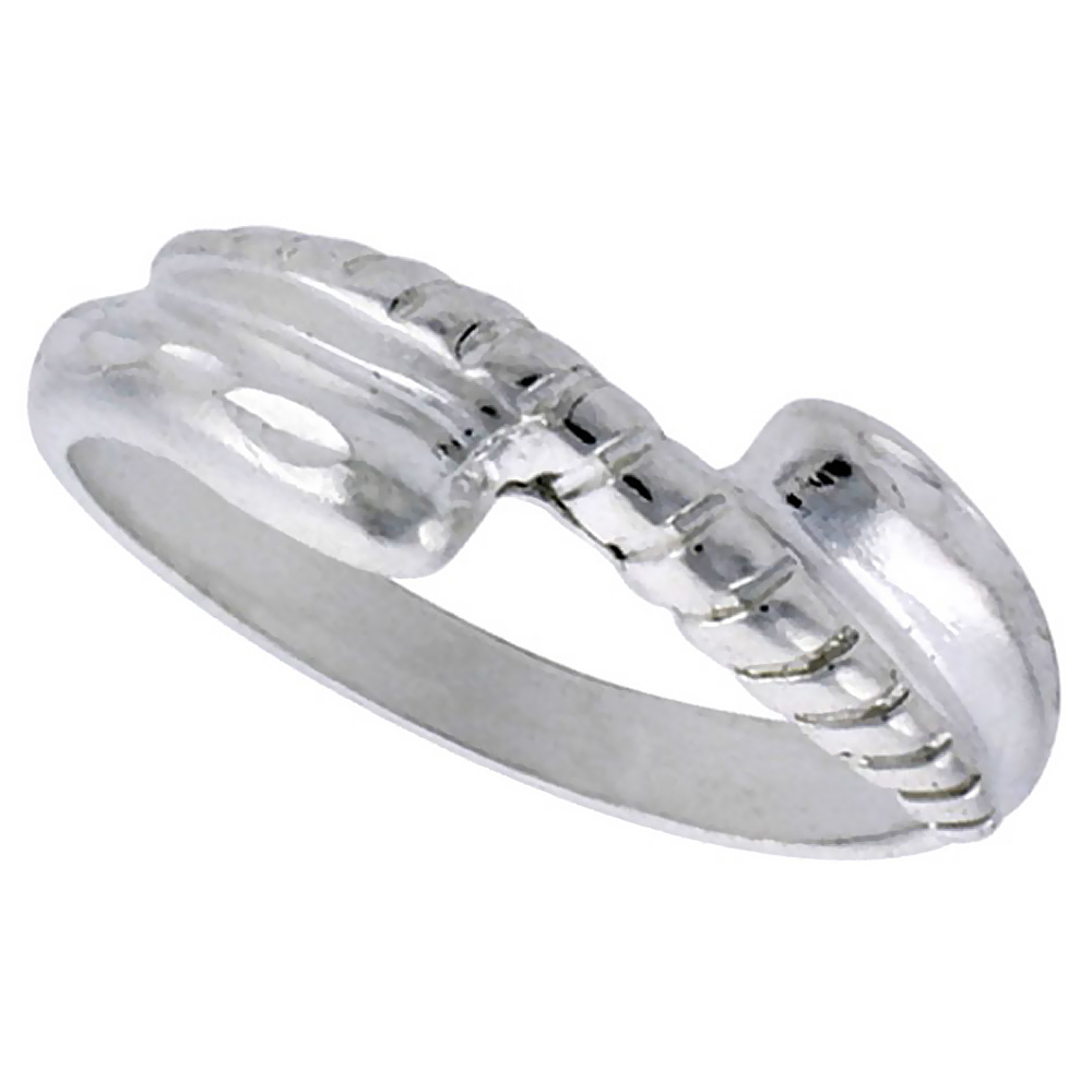 STERLING SILVER FREEFORM RING POLISHED FINISH 1/4 INCH WIDE, SIZES 6 - 9
