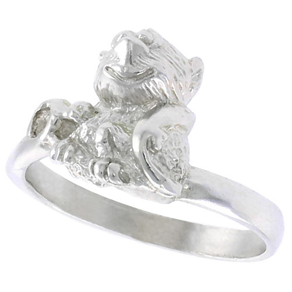 STERLING SILVER MONKEY RING POLISHED FINISH 1/2 INCH WIDE, SIZES 6 - 9