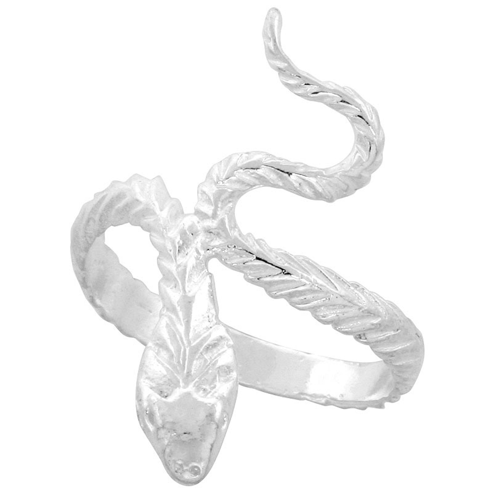 STERLING SILVER SNAKE RING POLISHED FINISH 1 INCH WIDE, SIZES 6 - 9 1 INCH WIDE, SIZES 6 - 9