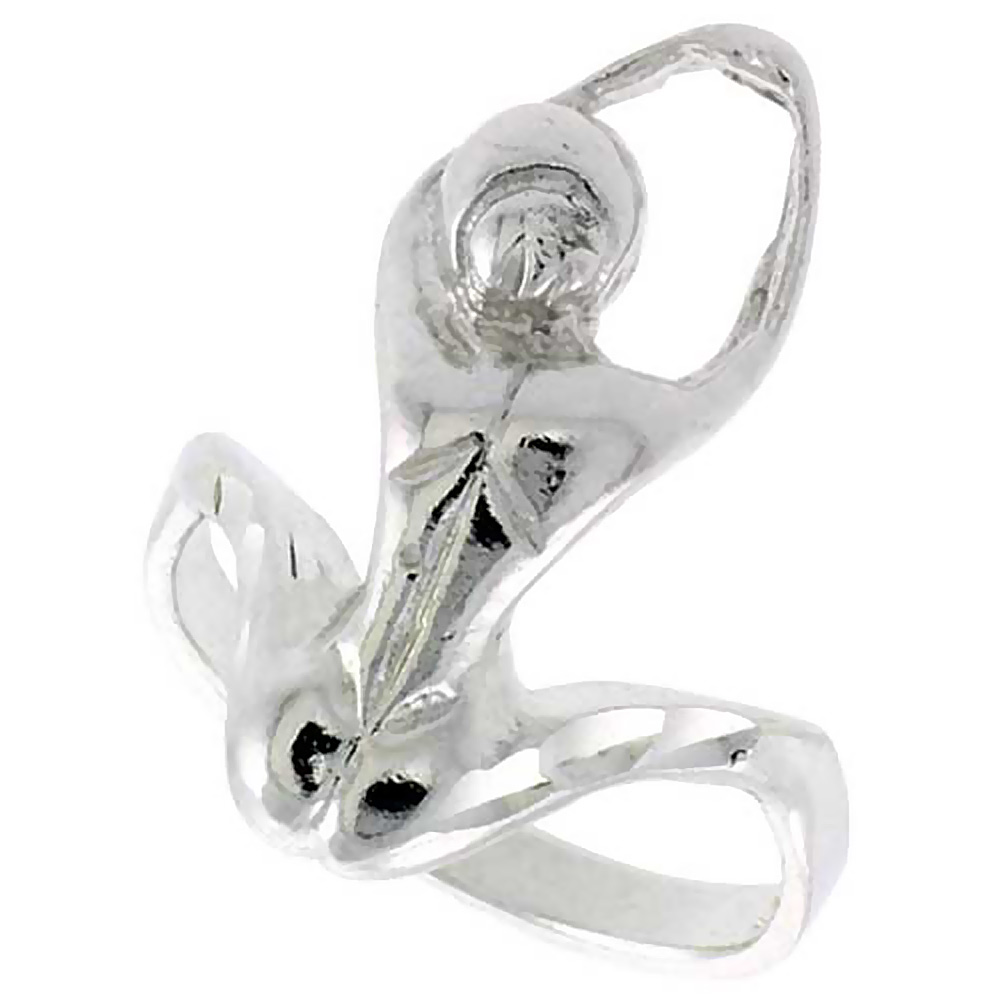 STERLING SILVER NUDE WOMAN RING POLISHED FINISH 7/8 INCH WIDE SIZES 6-9