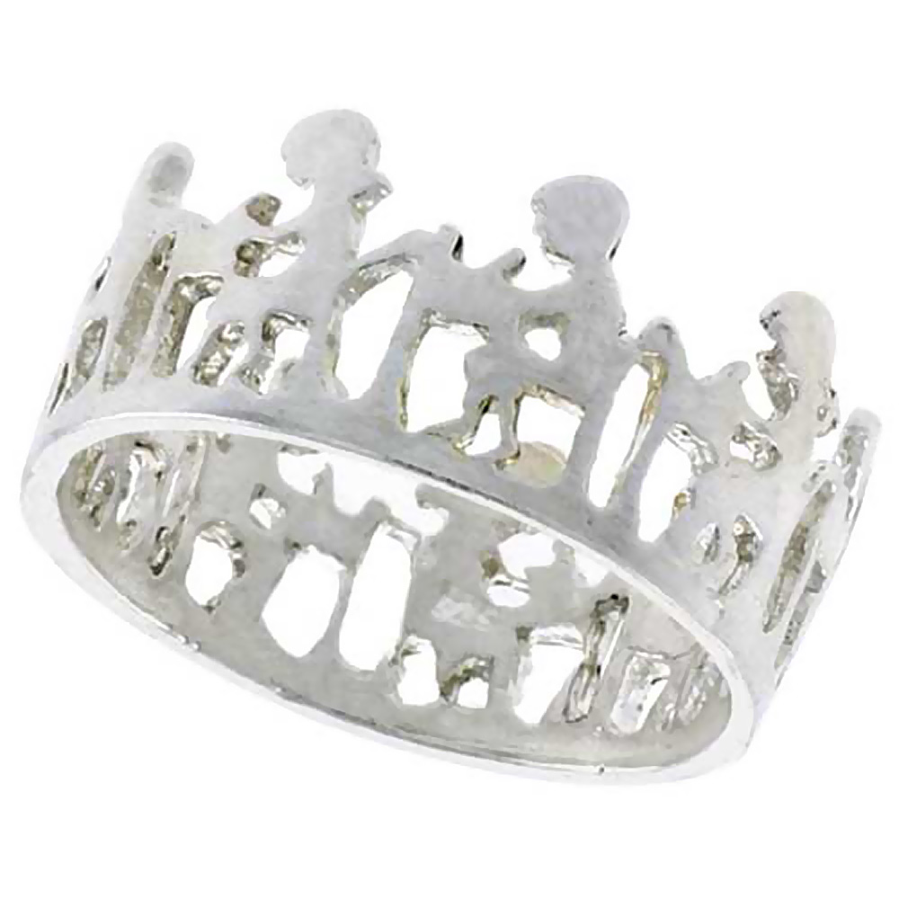 STERLING SILVER CLASSROOM RING POLISHED FINISH 3/8 INCH WIDE, SIZES 6 - 9