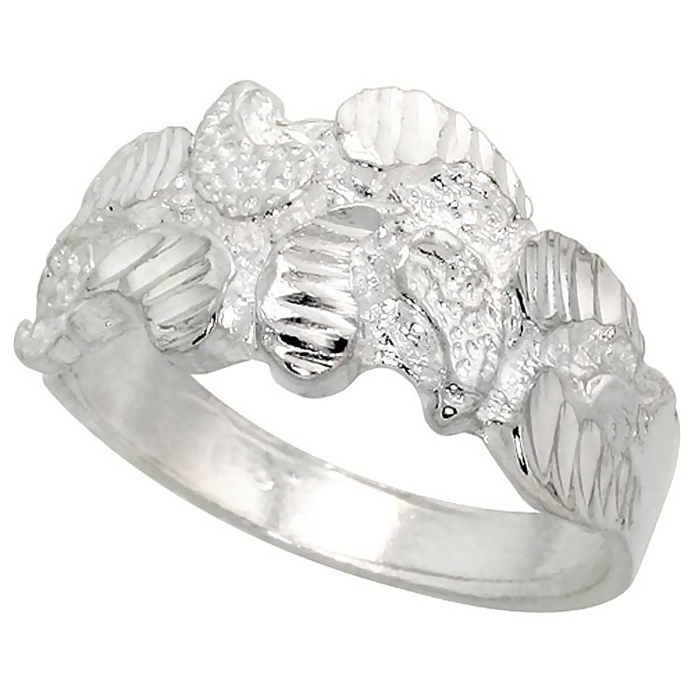 STERLING SILVER FREEFORM RING POLISHED FINISH 3/8 INCH WIDE, SIZES 6 - 9,