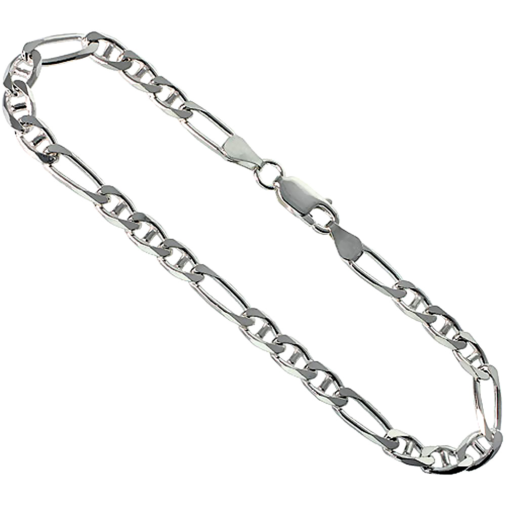 STERLING SILVER 4.5MM FIGARUCCI LINK CHAIN NECKLACES & BRACELETS BEVELED EDGES NICKEL FREE ITALY 7-30 INCH