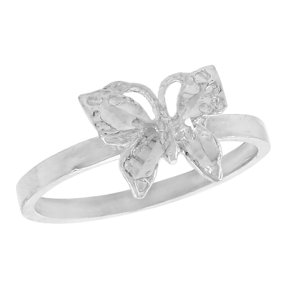 Sterling Silver Small Butterfly Filigree Ring for Women 5/16 inch Long