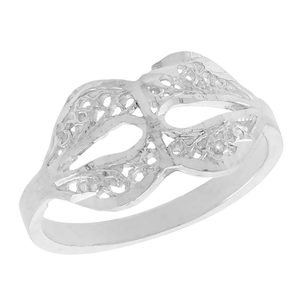Sterling Silver Freeform Filigree Ring for Women 1/2 inch Long