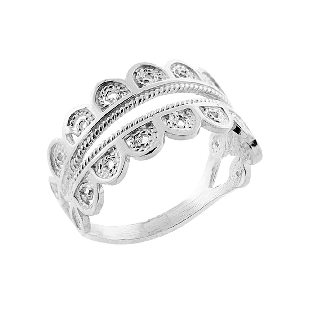 Sterling Silver Freeform Filigree Ring for Women 1/2 inch Long