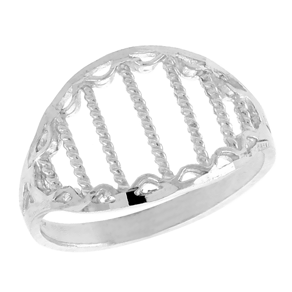 Sterling Silver Filigree Dome Ring for Women 1/2 inch Long