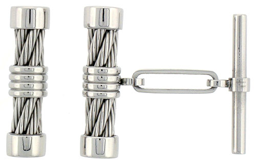 Stainless Steel Cable Cuff Links, 5/8 inch (16 mm) long