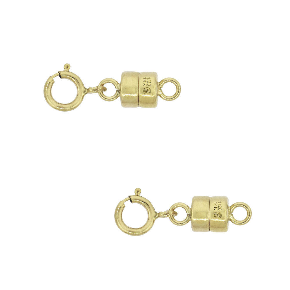2 PACK 14K GOLD-FILLED 4 MM MAGNETIC CLASP CONVERTER FOR LIGHT NECKLACES USA SQUARE EDGE 5.5MM SPRINGRING