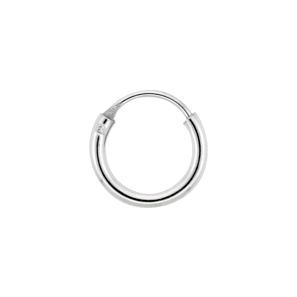 Sterling Silver Teeny Endless Hoop Earrings for Cartilage Nose and Lips 5/16 inch 8mm