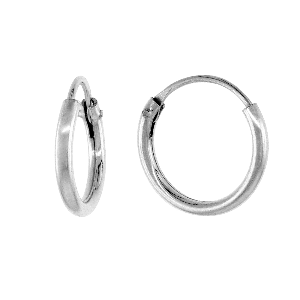 Sterling Silver Small Endless Hoop Earrings for Cartilage Nose and Lips 3/8 inch 8mm