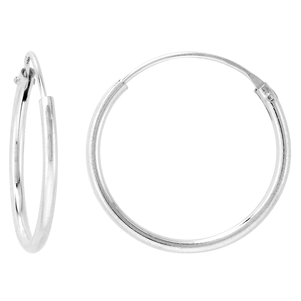 Sterling Silver Endless Hoop Earrings thin 1 mm tube 5/8 inch 16mm