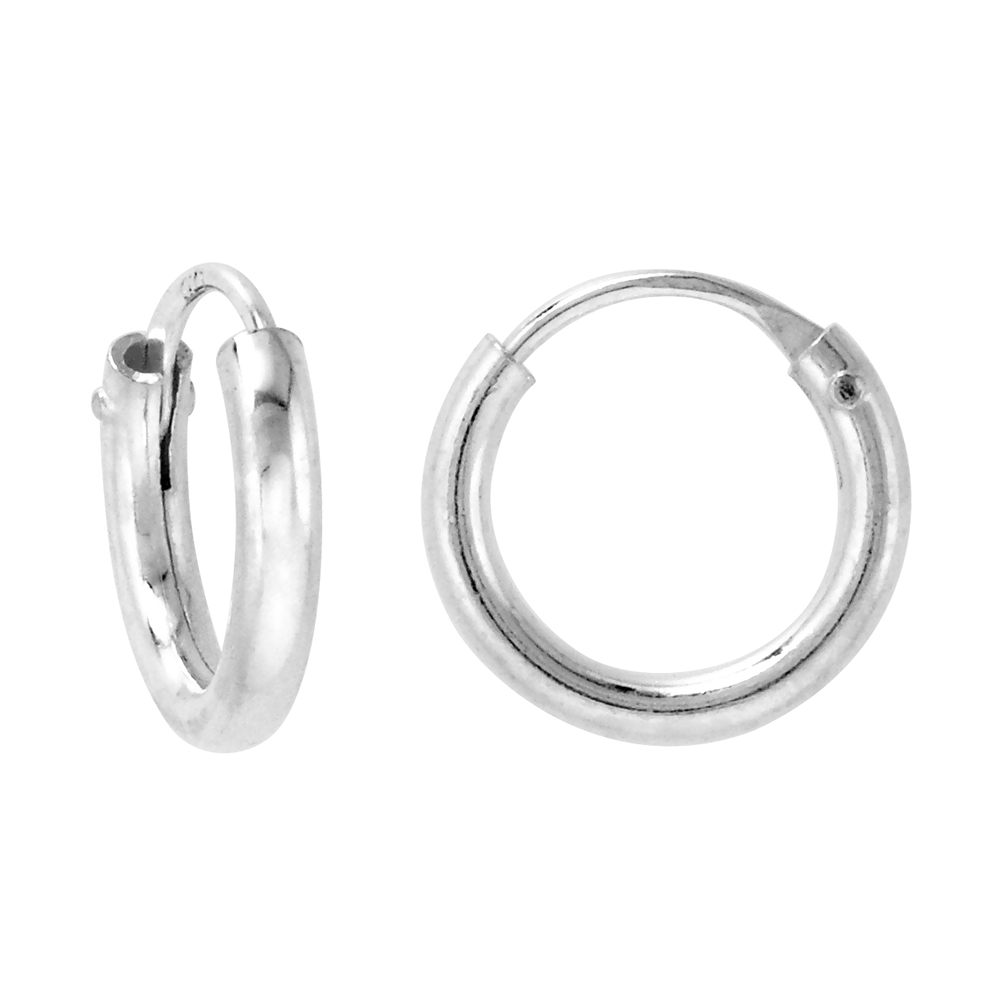 2mm Thick Sterling Silver 12mm mm Endless Hoop Earrings for Cartilage Nose and Lips 1/2 inch