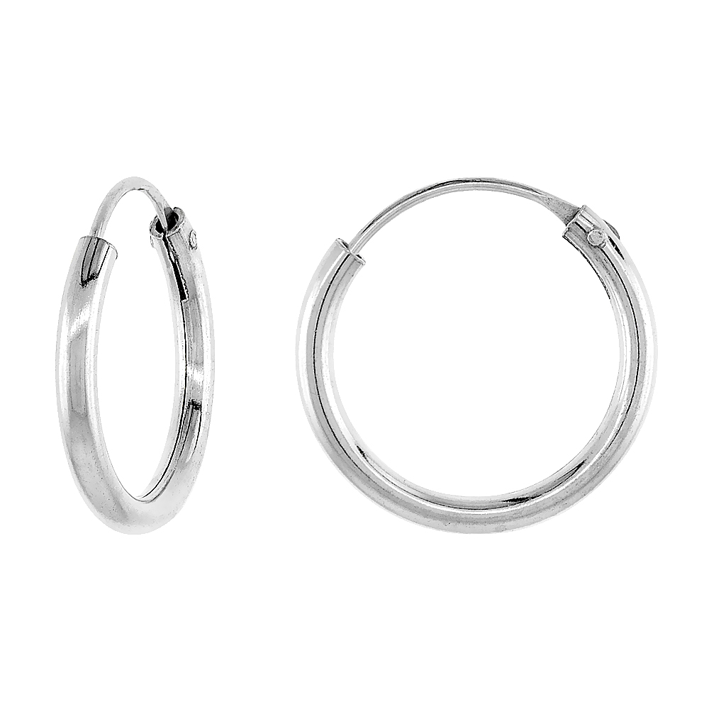 2mm Thick Sterling Silver 18mm Endless Hoop Earrings 11/16 inch Round
