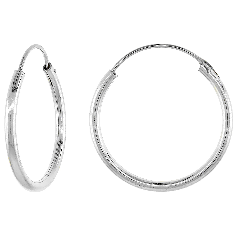 2mm Thick Sterling Silver 25mm Endless Hoop Earrings 1 inch Round