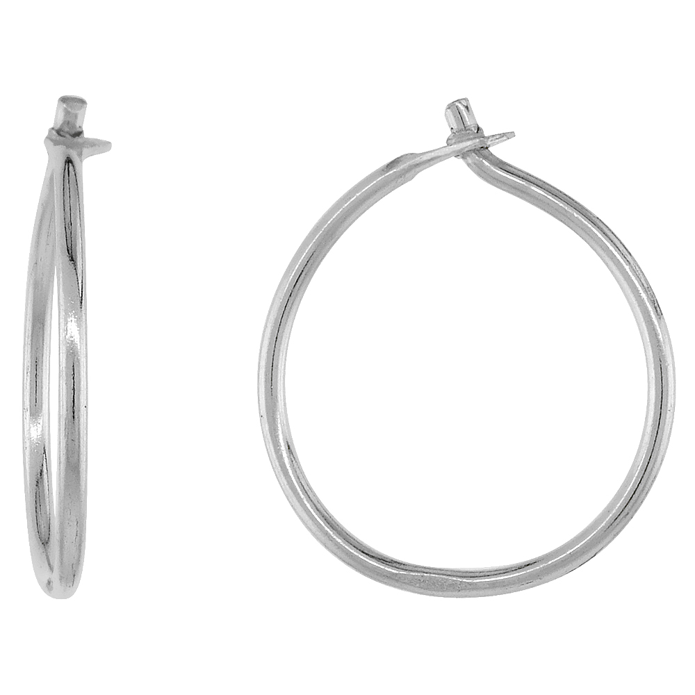 Sterling Silver Thin Hoop Earrings, 1/2 inch diameter