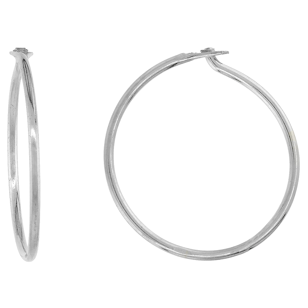 Sterling Silver Thin Hoop Earrings, 9/16 inch diameter