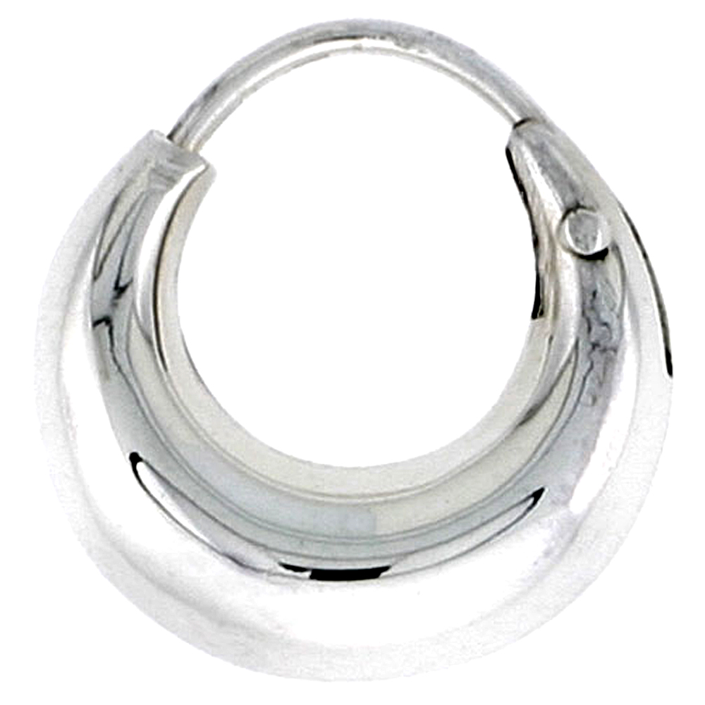 Sterling Silver Oval Hoop Earrings, 9/16 inch diameter