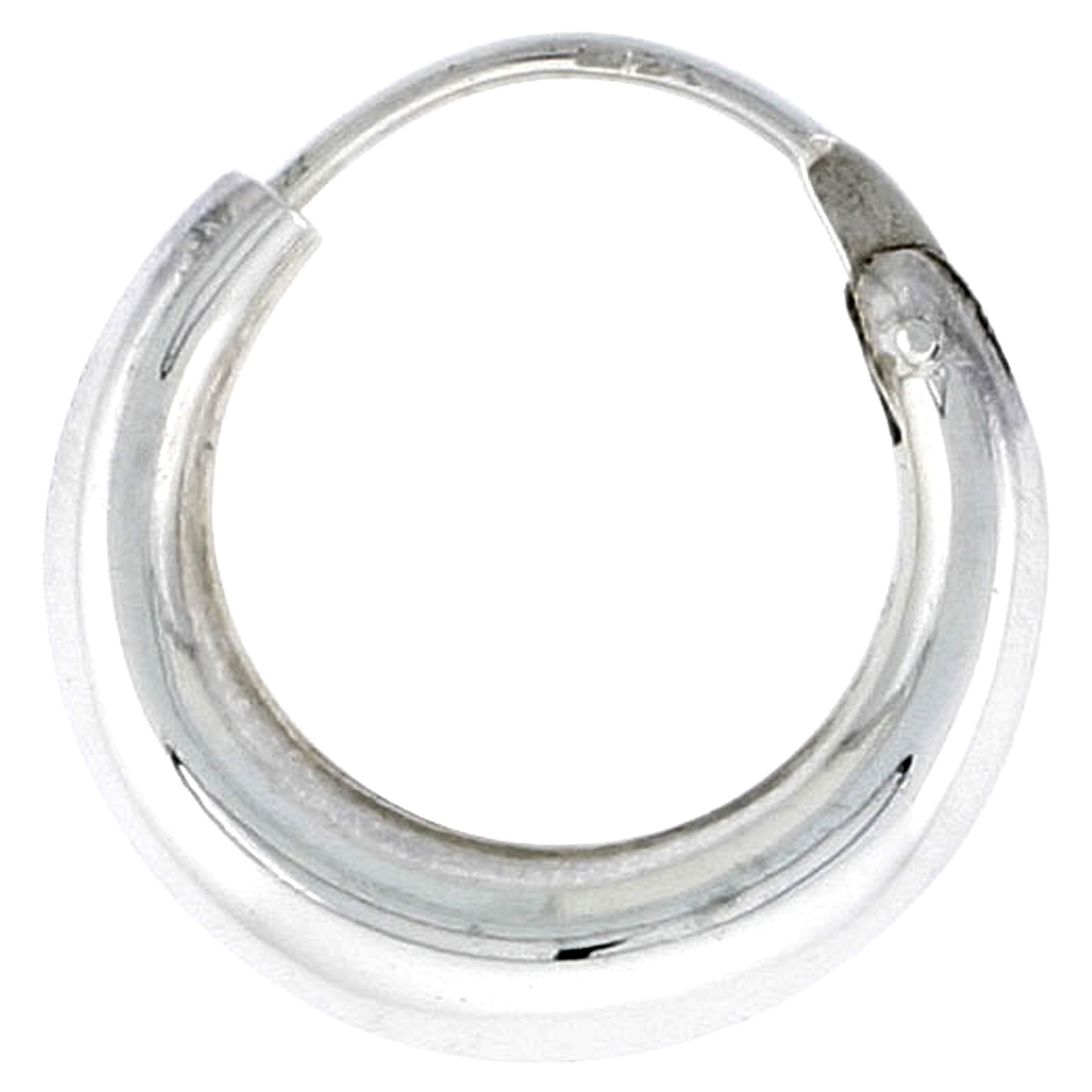 Sterling Silver Oval Hoop Earrings, 11/16 inch diameter