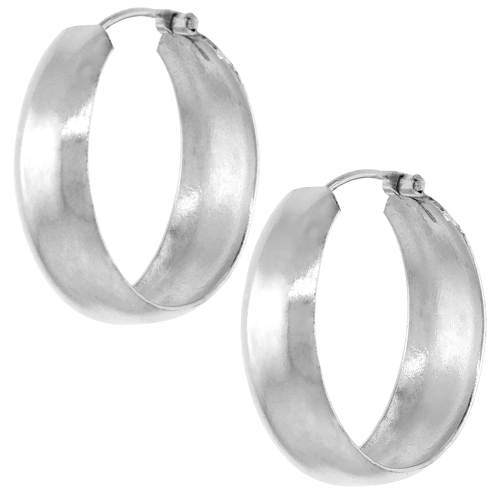 3/4 inch Sterling Silver Pirate Hoop Earrings for Men and Women 20mm Round High Polished 5.5mm wide
