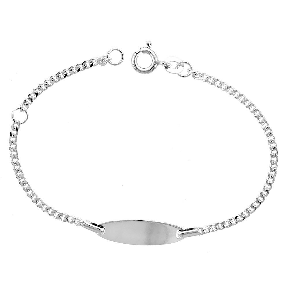 Sterling Silver Childrens ID Bracelet Curb link fits baby sizes 5 - 6 inch long