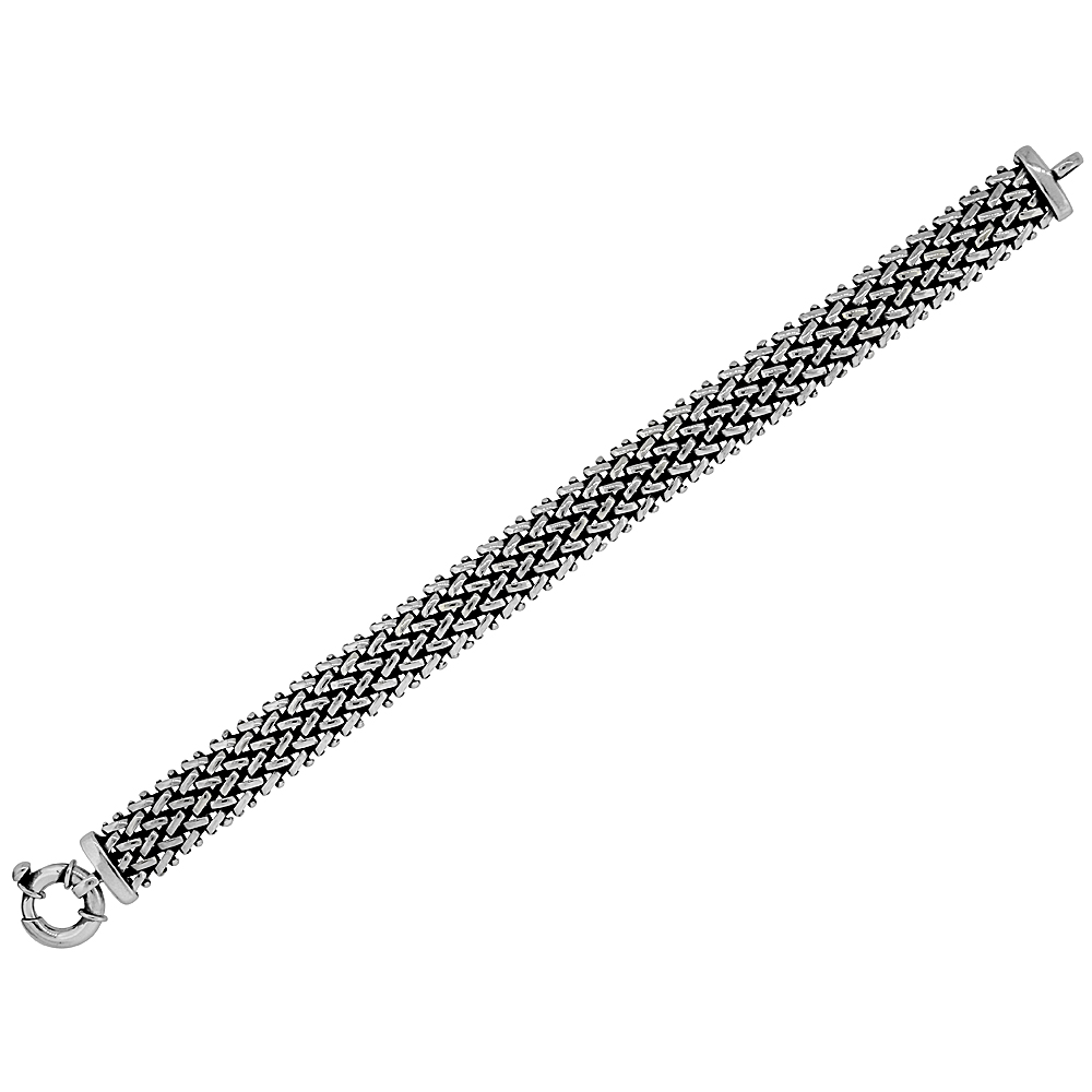Sterling Silver Woven Toggle Bracelet 7/16 inches wide