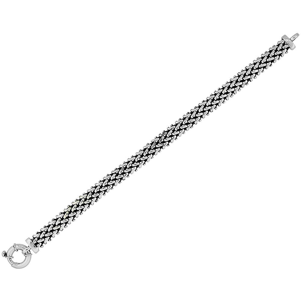 Sterling Silver Woven Toggle Bracelet 5/16 inches wide