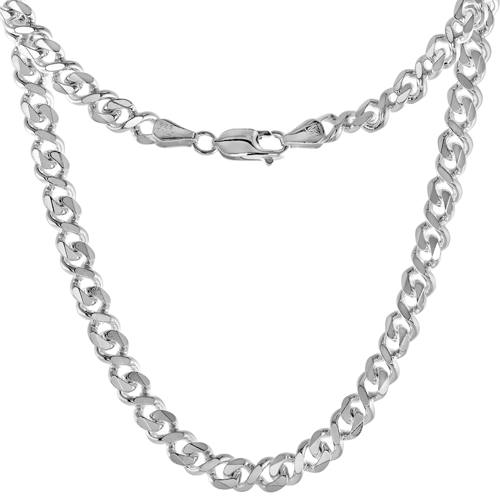 Sterling Silver 6mm Infinity Link Chain Necklaces & Bracelets for Men and Women Beveled Edge Nickel Free Italy 7-30 inch
