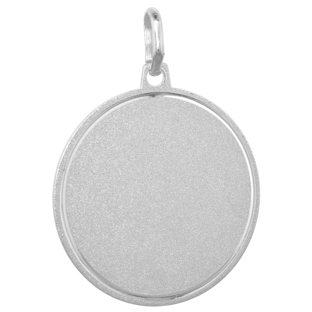 Sterling Silver Disk Pendant Round for Engraving Italy 1 inch