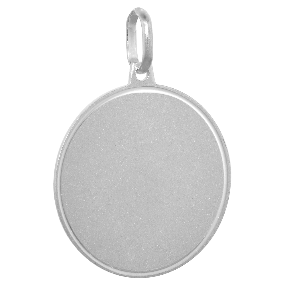 Sterling Silver Disk Pendant Round for Engraving Italy 7/8 inch