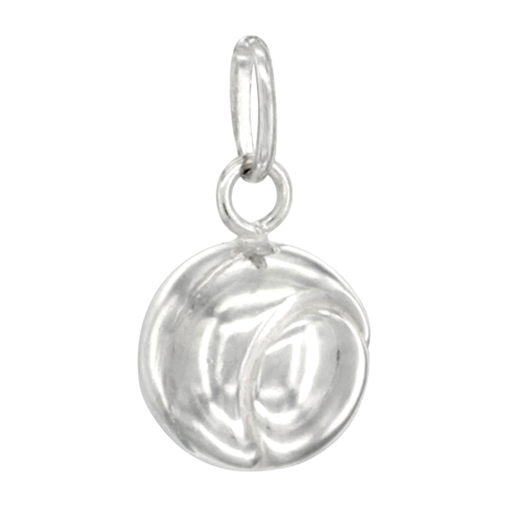 Sterling Silver Tennis Ball Necklace 3-D Hollow Italy 1/2 inch 0.8mm Chain