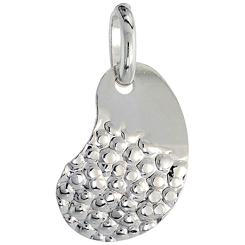 STERLING SILVER KIDNEY NECKLACE WITH 24 INCH SURGICAL STEEL CHAIN ITALY, 1 INCH