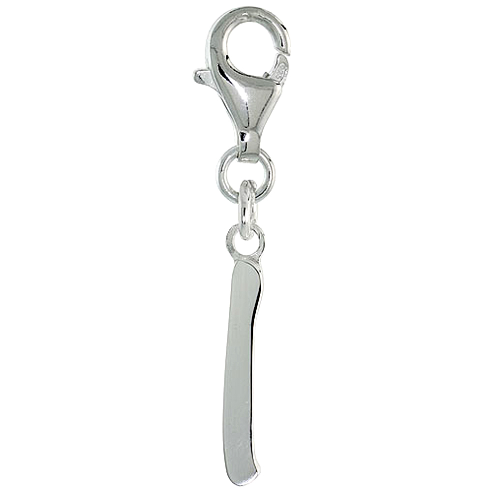 Sterling Silver Alphabet Pendant Block Initial I Charm with Lobster Clasp Polished finish Women Italy 7/8 inch