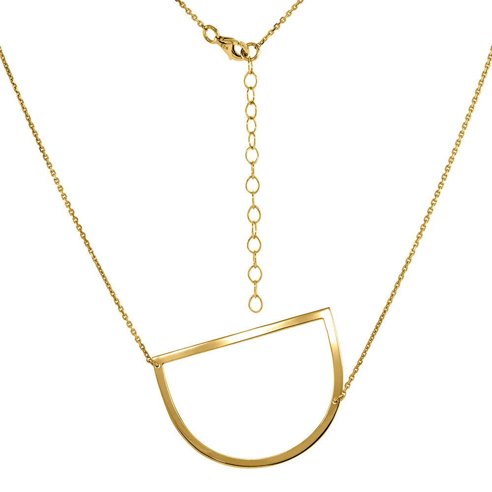 1 1/2 inch Gold Plated Sterling Silver Sideways Initial D Necklace For Women Block Letter 18-20 inch