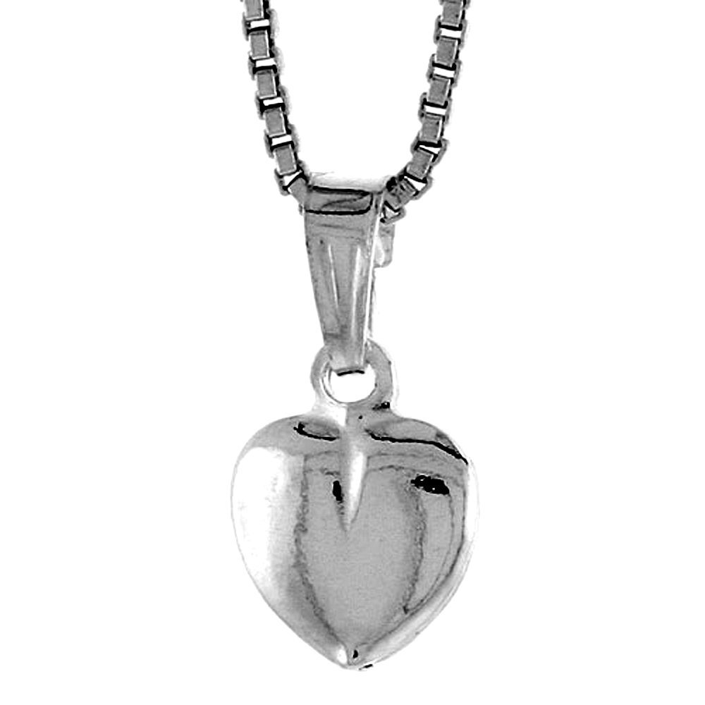 STERLING SILVER TEENY HEART PENDANT HOLLOW ITALY 5/16 INCH (8 MM) TALL