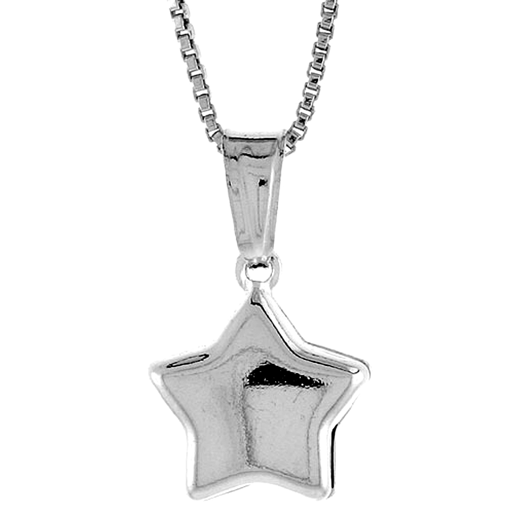 STERLING SILVER SMALL STAR PENDANT HOLLOW ITALY 7/16 INCH (11 MM) TALL