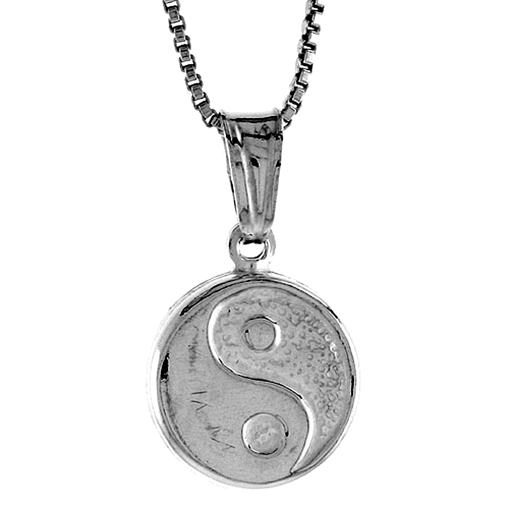 STERLING SILVER SMALL YING YANG PENDANT, MADE IN ITALY. 1/2 IN. (13 MM) IN DIAMETER.
