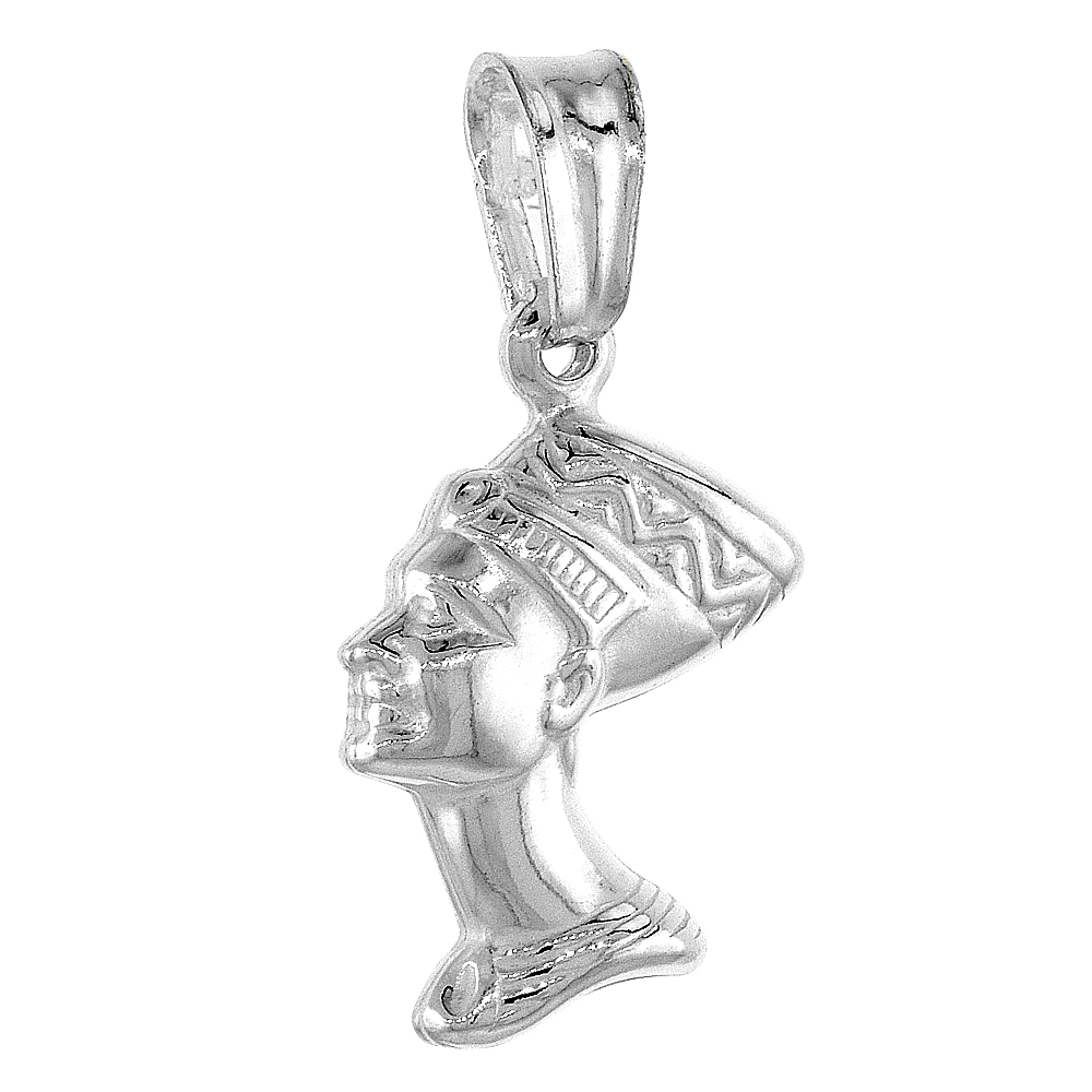 Sterling Silver Small Pharaoh Pendant Hollow Italy 5/8 inch (16 mm) Tall 